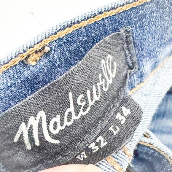 Madewell Dark Wash Tapered Skinny Denim Jeans Fade Distressed Size 32 x 34 - Picture 6 of 8